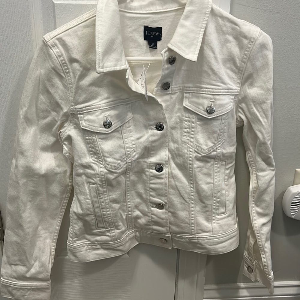 Never been worn XS JCREW white jean jacket